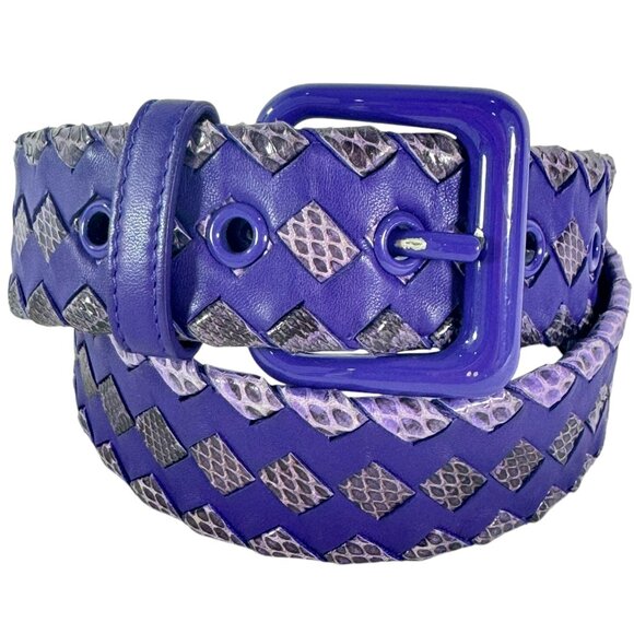 BOTTEGA VENETA Purple Woven Leather & Snakeskin Braided Women Belt 85/34 main image 11